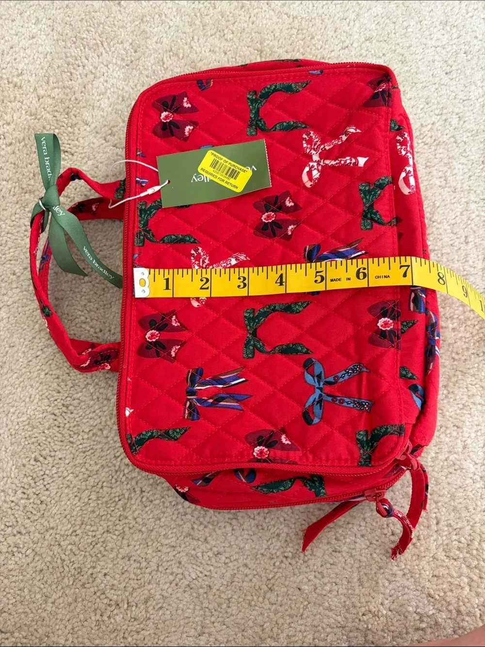 Vera Bradley Red Quilted Cosmetic Case with Bow Print